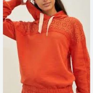 Anthropologie Orange Eyelet Hoodie